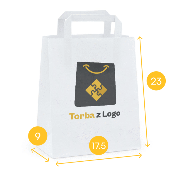 Torba papierowa biała 17,5x9x23, płaski uchwyt, 70 g - obrazek 2