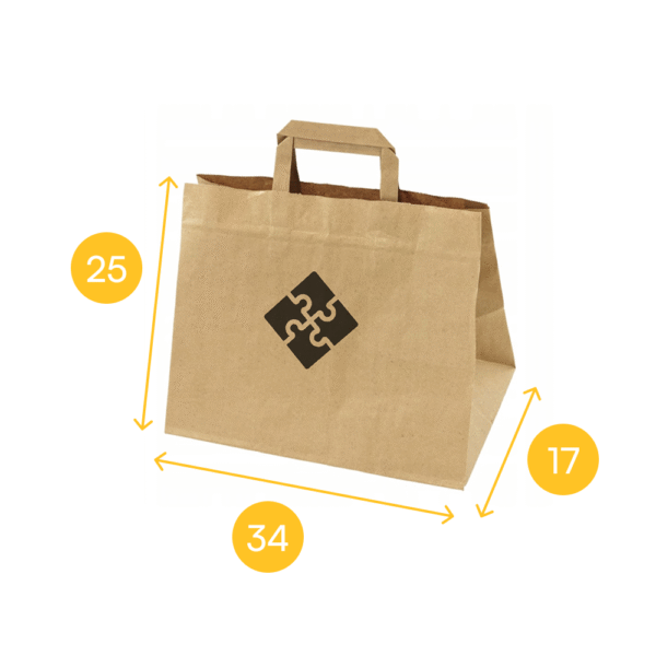 Torba papierowa brązowa 34x17x25 - płaski uchwyt, 80 g - obrazek 2