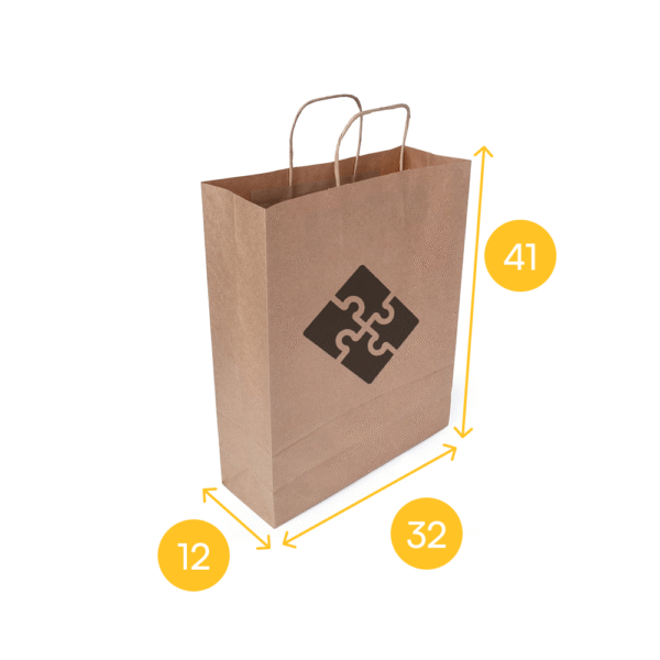 Torba papierowa brązowa 32x12x41 - skręcany uchwyt, 90g - obrazek 2