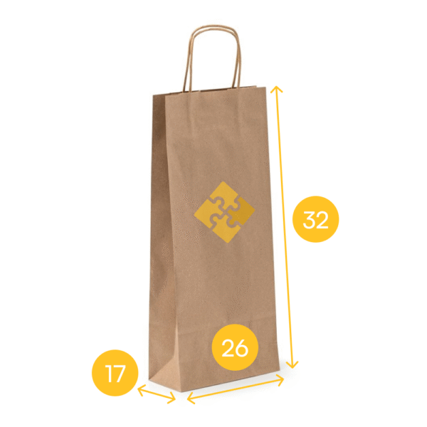 Torba papierowa brązowa 18x8x34 - skręcany uchwyt, 100 g - obrazek 2