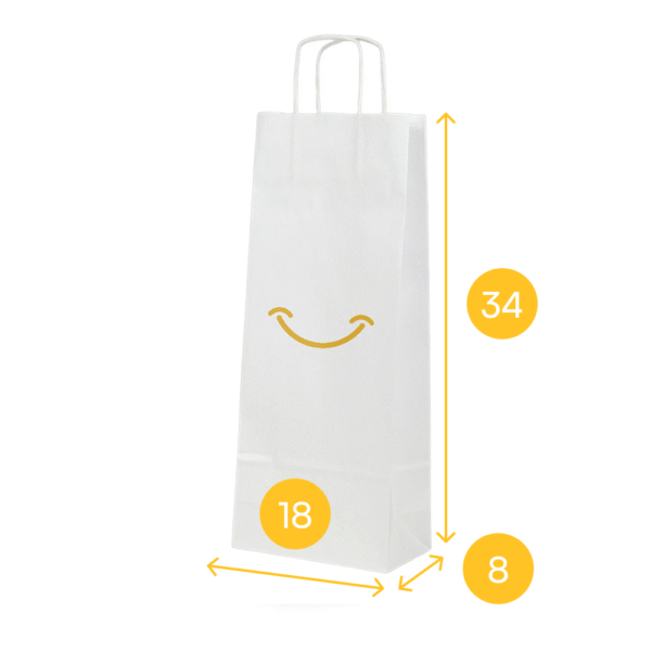 Torba papierowa biała 18x8x34 - skręcany uchwyt, 100 g - obrazek 2