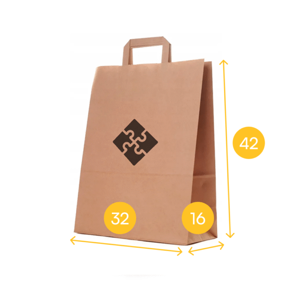 Torba papierowa brązowa 32x16x42 - płaski uchwyt, 90 g - obrazek 2
