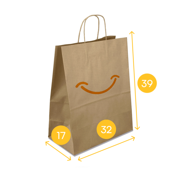 Torba papierowa brązowa 32x17x39 - skręcany uchwyt, 90 g - obrazek 2