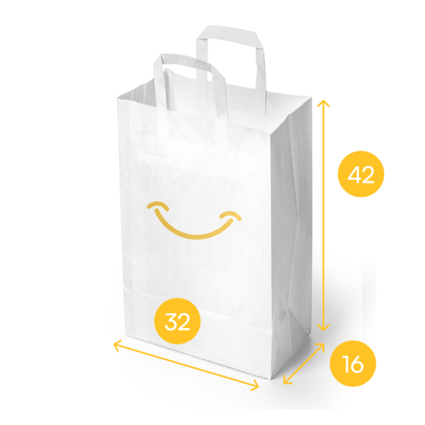 Torba papierowa biała 32x16x42 - płaski uchwyt, 70 g - obrazek 2