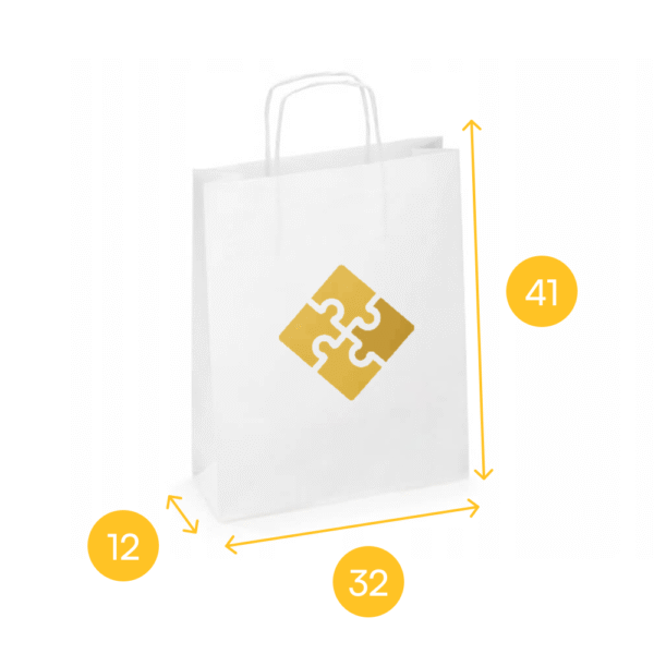 Torba papierowa biała 32x12x41 - skręcany uchwyt, 90 g - obrazek 2