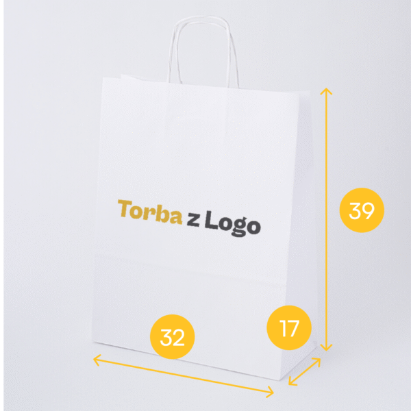 Torba papierowa biała 32x17x39 - skręcany uchwyt, 90 g - obrazek 2