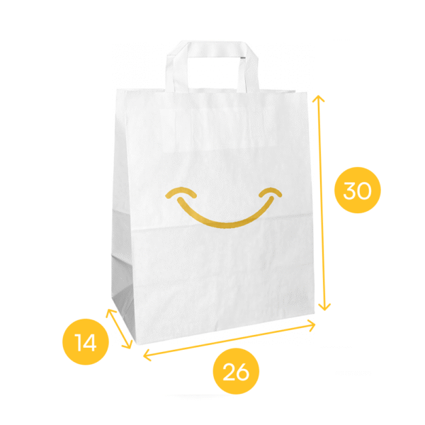 Torba papierowa biała 26x14x30 - płaski uchwyt, 70g - obrazek 2
