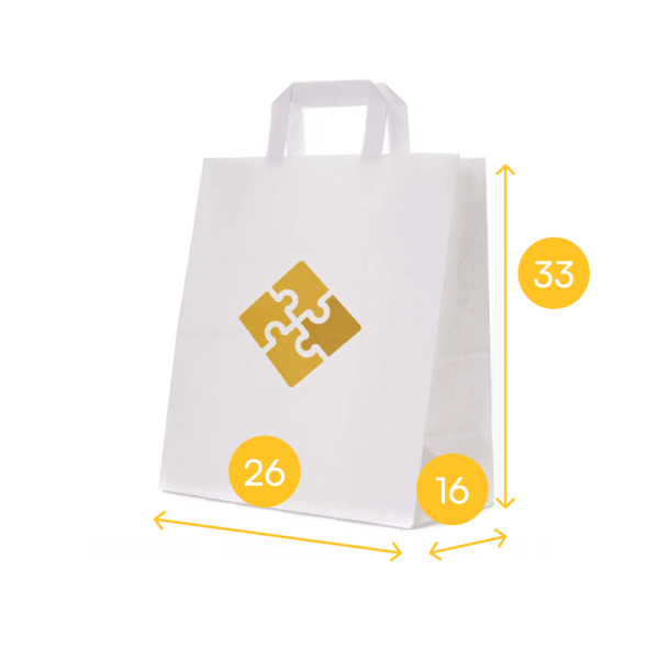 Torba papierowa biała 26x16x33,5 - płaski uchwyt, 70g - obrazek 2