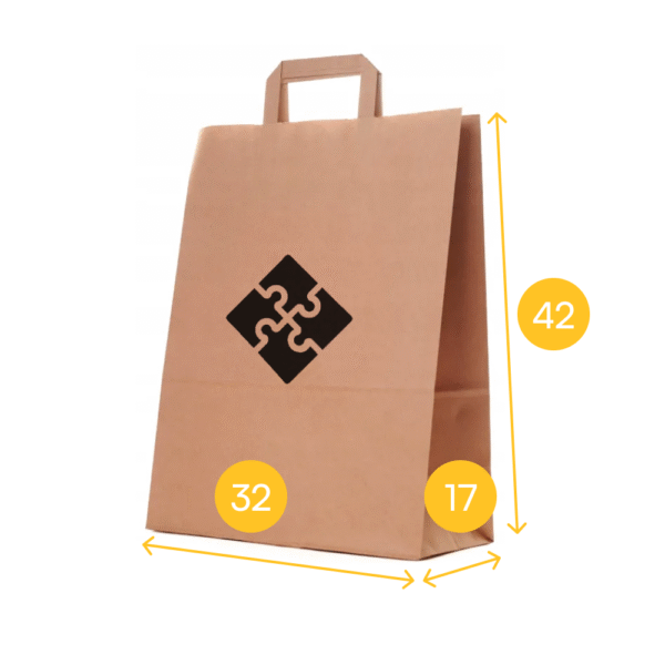 Torba papierowa brązowa 32x17x42 - płaski uchwyt, 80g - obrazek 2