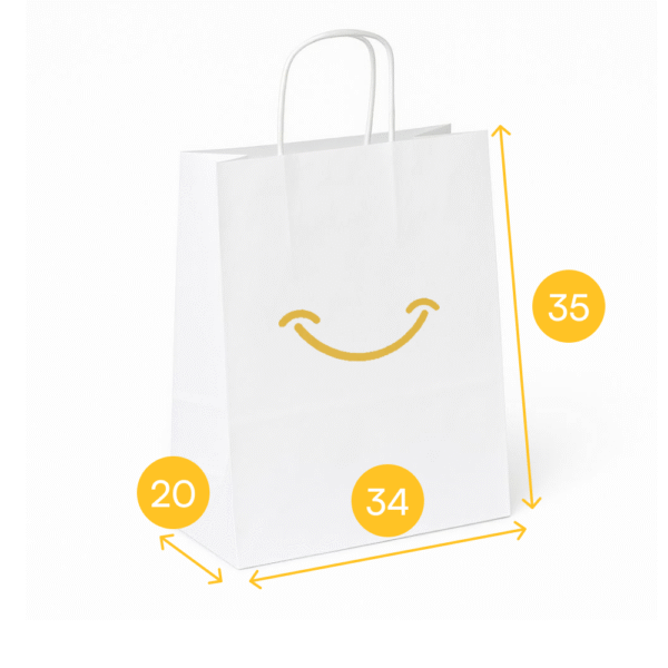 Torba papierowa biała 34x20x35 - skręcany uchwyt, 90 g - obrazek 2