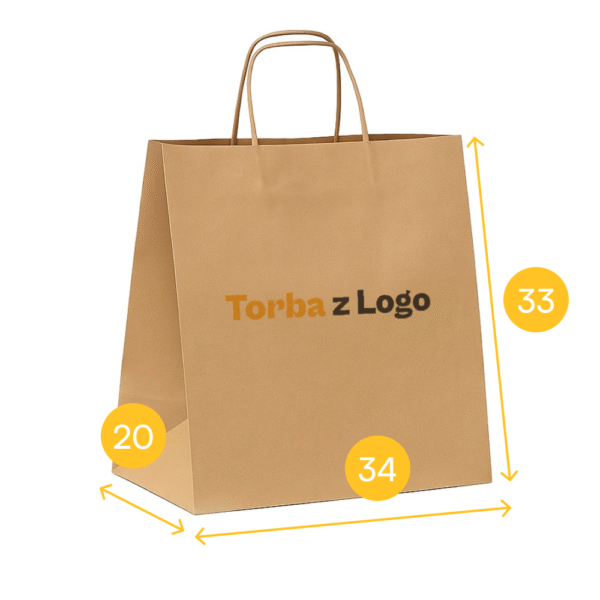 Torba papierowa brązowa 34x20x33 - skręcany uchwyt, 100 g - obrazek 2
