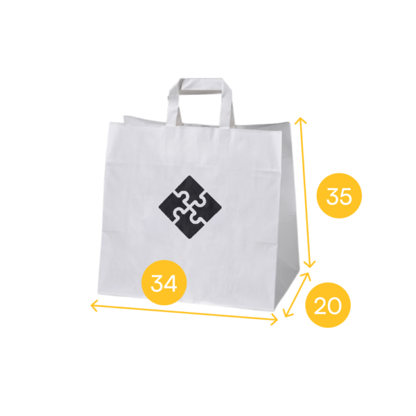 Torba papierowa biała 34x20x35 - płaski uchwyt, 70 g - obrazek 2