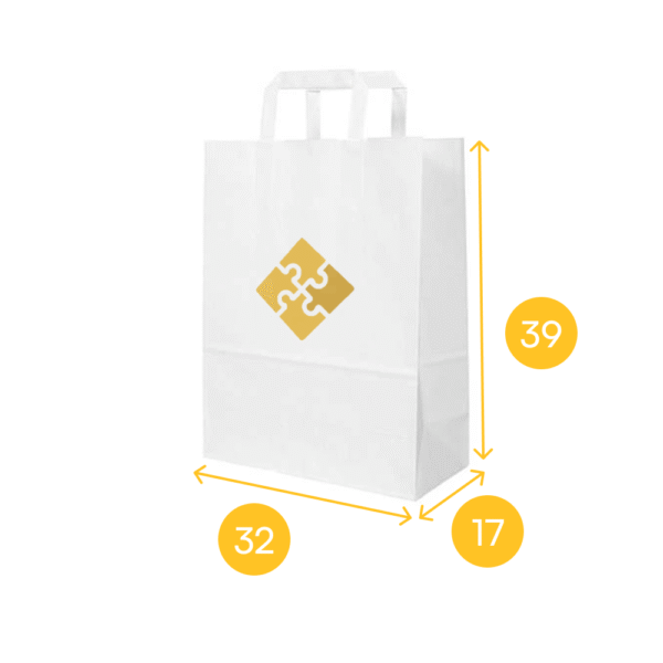 Torba papierowa biała 32x17x39 - płaski uchwyt, 70 g - obrazek 2