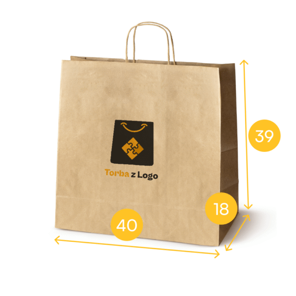 Torba papierowa brązowa 40x18x39 - skręcany uchwyt, 100 g - obrazek 2