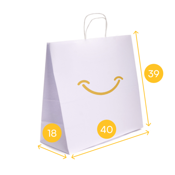 Torba papierowa biała 40x18x39 - skręcany uchwyt, 100 g - obrazek 2