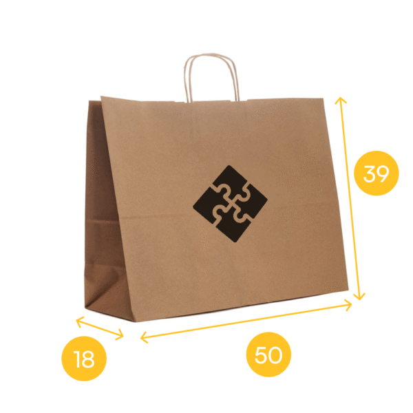 Torba papierowa brązowa 50x18x39 - skręcany uchwyt, 100 g - obrazek 2