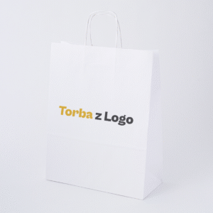 Torba papierowa biała 32x17x39 - skręcany uchwyt, 90 g
