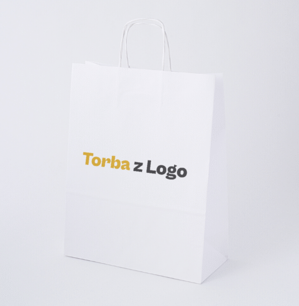 Torba papierowa biała 32x17x39 - skręcany uchwyt, 90 g