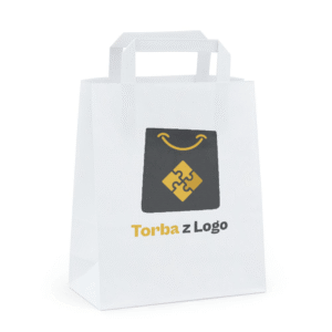 Torba papierowa biała 17,5x9x23, płaski uchwyt, 70 g