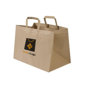 Torba papierowa brąz 32x20x25 - płaski uchwyt, 70g
