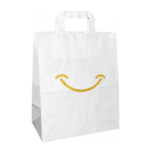 Torba papierowa biała 26x14x30 - płaski uchwyt, 70g