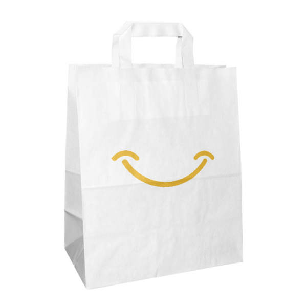 Torba papierowa biała 26x14x30 - płaski uchwyt, 70g