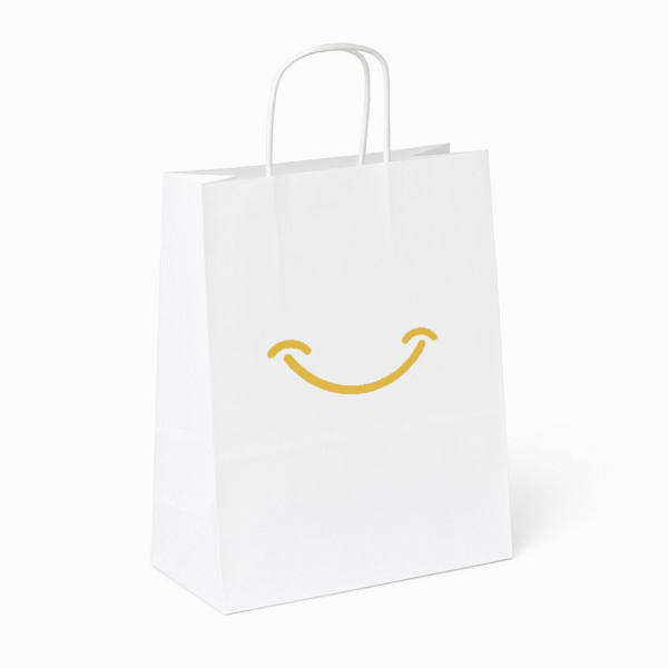 Torba papierowa biała 34x20x35 - skręcany uchwyt, 90 g