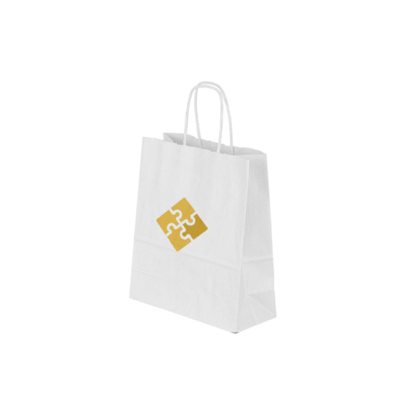 Torba papierowa biała 18x8x21 - skręcany uchwyt, 90 g