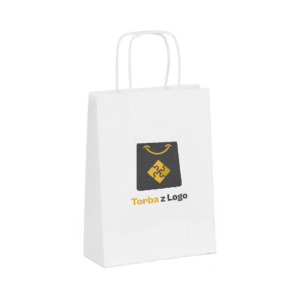 Torba papierowa biała 25x11x32 - skręcany uchwyt, 90g