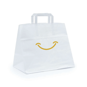 Torba papierowa biała 32x22x25 - płaski uchwyt, 70g