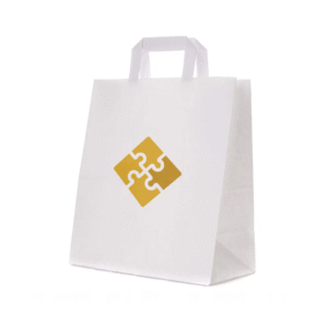 Torba papierowa biała 26x16x33,5 - płaski uchwyt, 70g