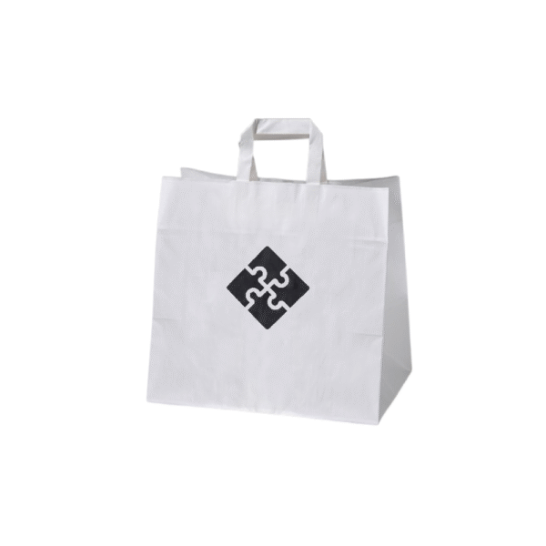Torba papierowa biała 34x20x35 - płaski uchwyt, 70 g